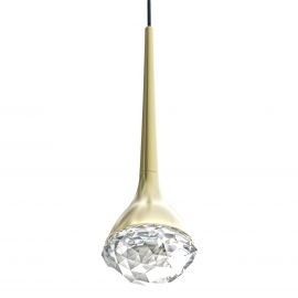 Pendule, Lustre suspendate - Pendul LED auriu satinat cu cristal de sticla Crima