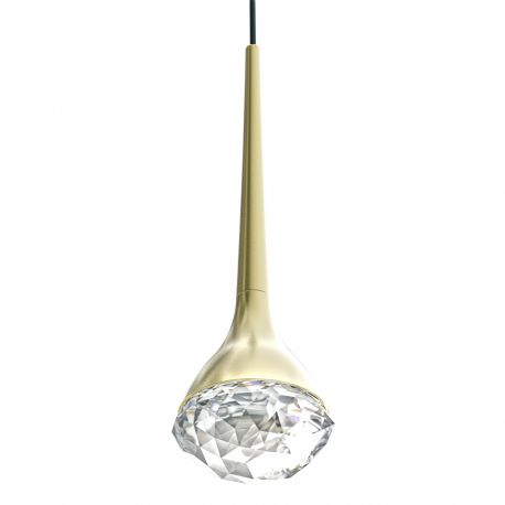 Pendule, Lustre suspendate - Pendul LED auriu satinat cu cristal de sticla Crima