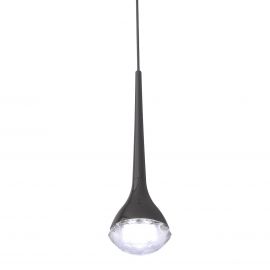 Pendule, Lustre suspendate - Pendul LED negru cu cristal de sticla Crima