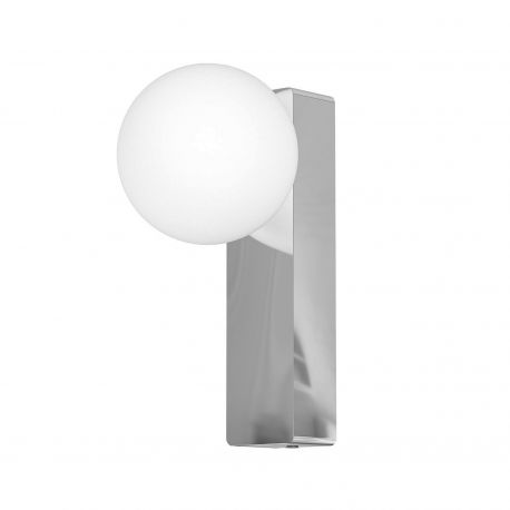 Aplice oglinda, tablou - Aplica de perete baie, metal cromat cu glob de sticla alba Boletta IP44