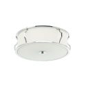 Plafoniera din metal cromat, tesatura si sticla Pirelo 40cm