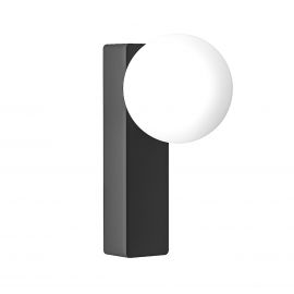 Aplice oglinda, tablou - Aplica de perete baie, metal negru cu glob de sticla alba Boletta IP44