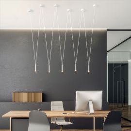 Lustra tip spider cu 5 pendule suspendate Viva III Alb