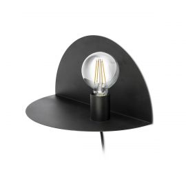 Aplice, corpuri de iluminat pentru pereti - Aplica perete moderna cu raft NIT neagra dreapta