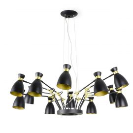 Pendule, Lustre suspendate - Lustra design Retro black and gold satin 12L