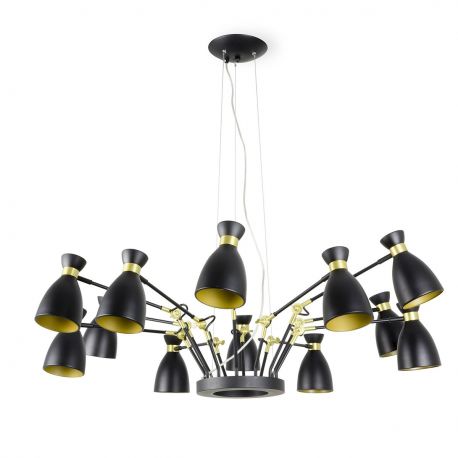 Pendule, Lustre suspendate - Lustra design Retro black and gold satin 12L