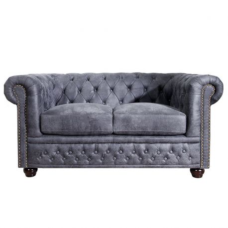 Canapele - Canapea Chesterfield 2 locuri gri antic